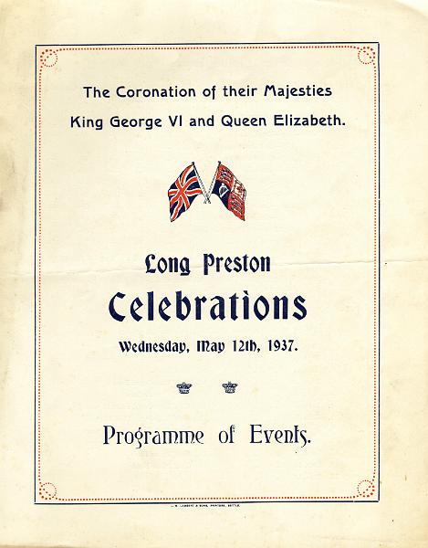 Coronation Prog 1937 p1.JPG - Celebration  for  the Coronation of  King George VI and Queen Elizabeth - May 12th 1937      Front page   